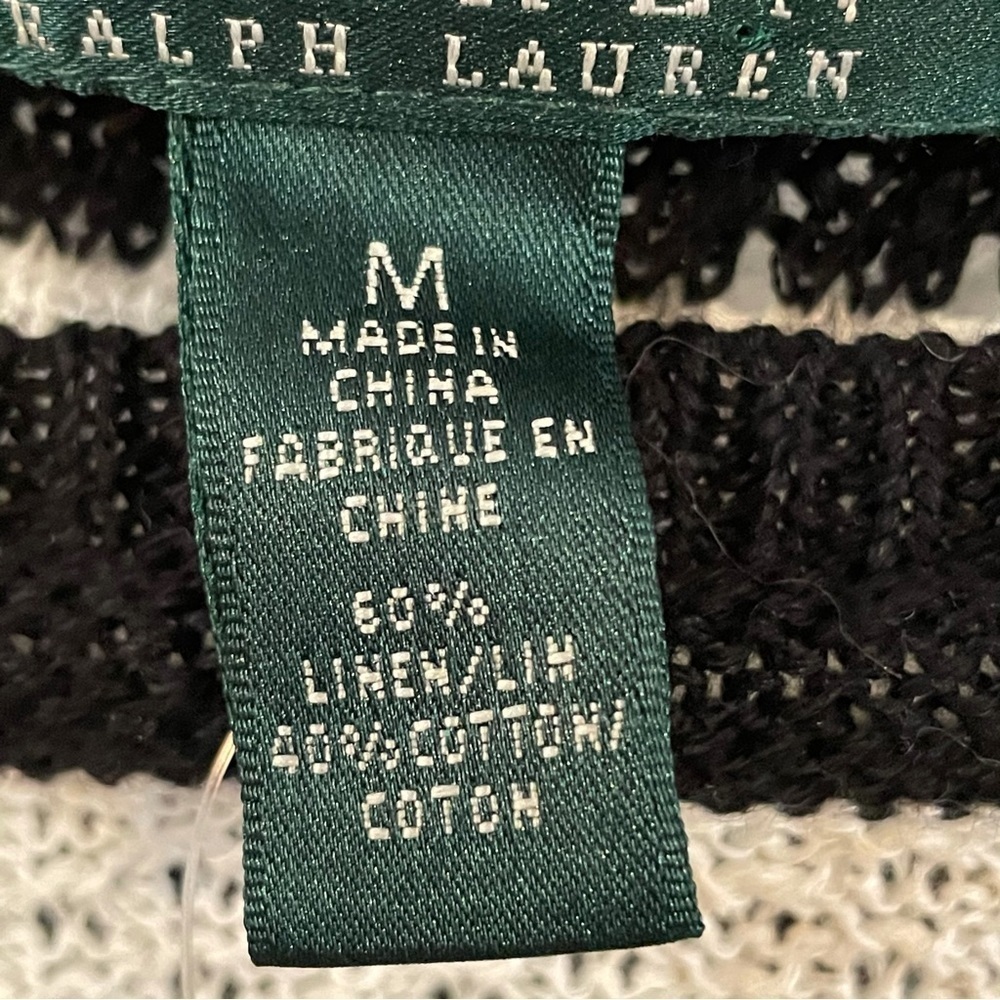 NWT Lauren Ralph Lauren Linen Blend Sweater – Size M – Nautical Coastal Style - Picture 4 of 10